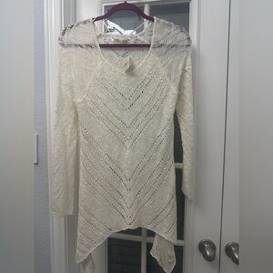 NWT, Mystree Light Cream Lace Knitted Sweater, Large